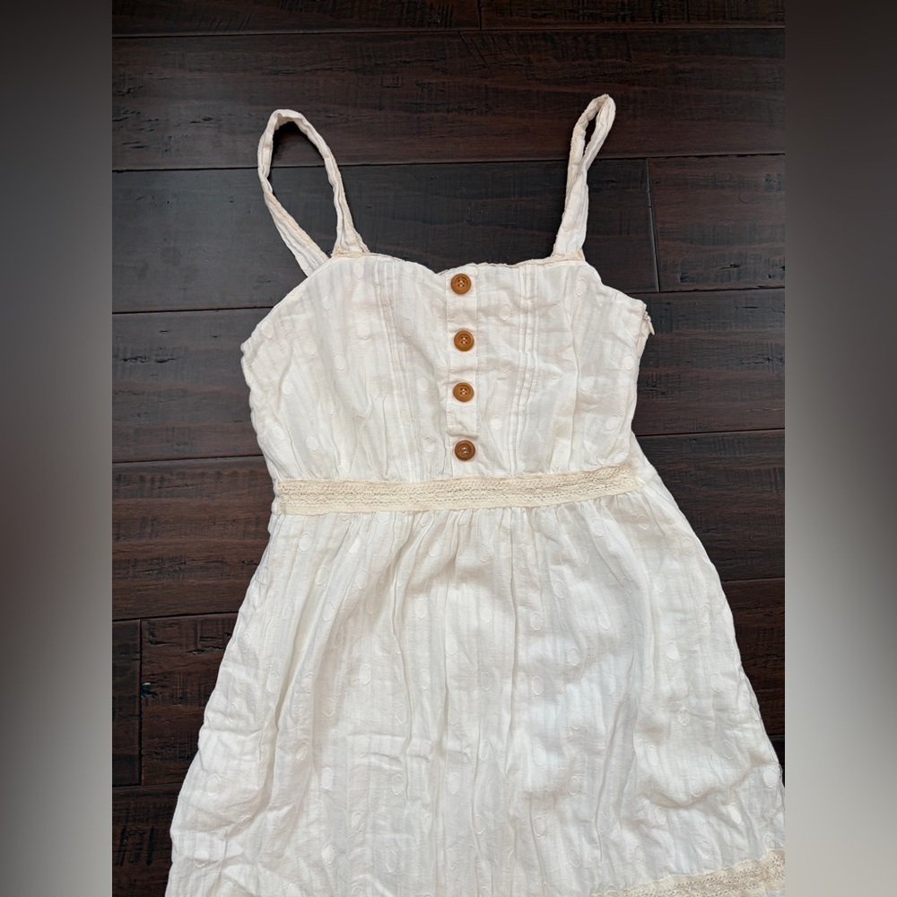 White cotton midi dress with lace detail size M cottagecore whimsical farmhand - Picture 8 of 8